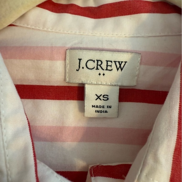J Crew Lightweight Cotton Blend Button Front Long Sleeve Shirt Red White Stripes - Picture 4 of 11